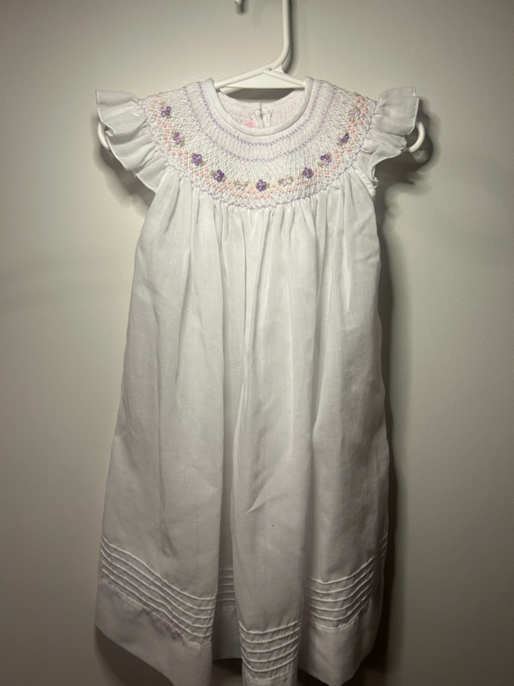 Will beth Smocked Flutter Sleeve Girls' Formal Dress with Pastel Floral Accents